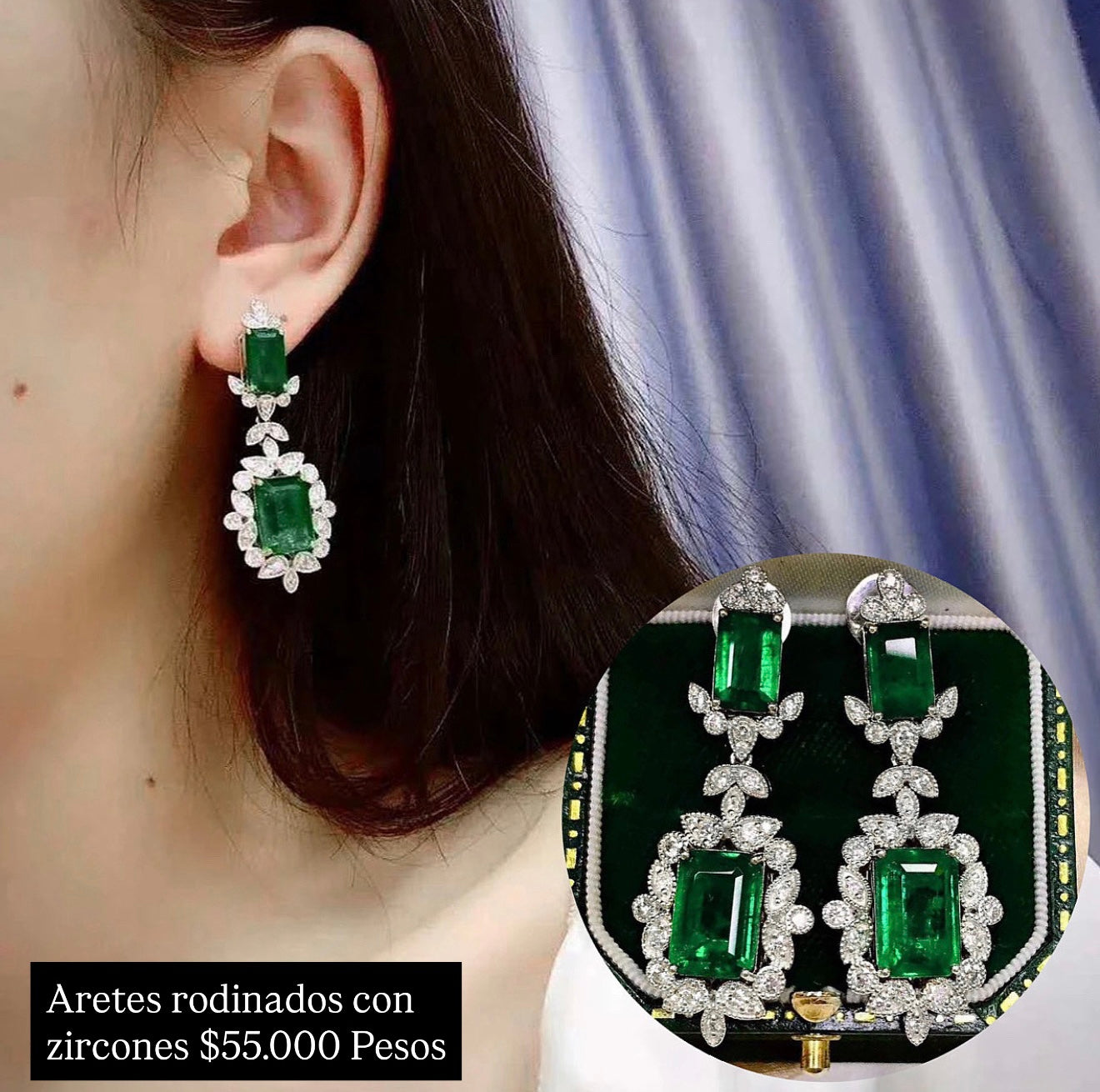 Aretes rodinados con cristales