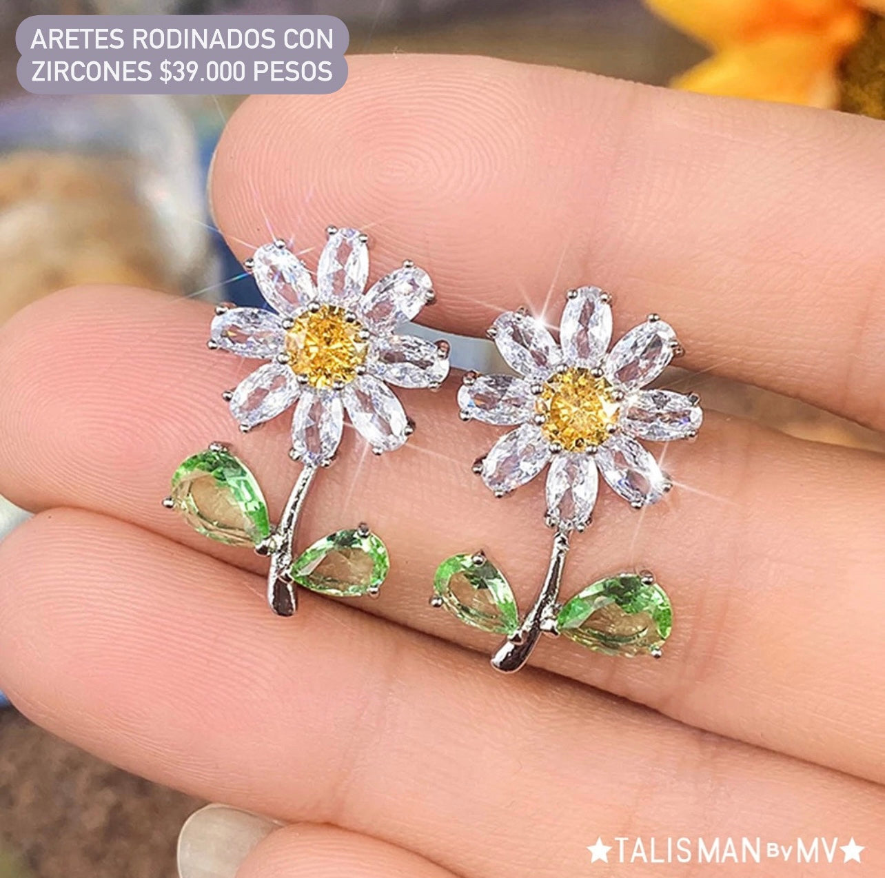 Aretes flores rodinados