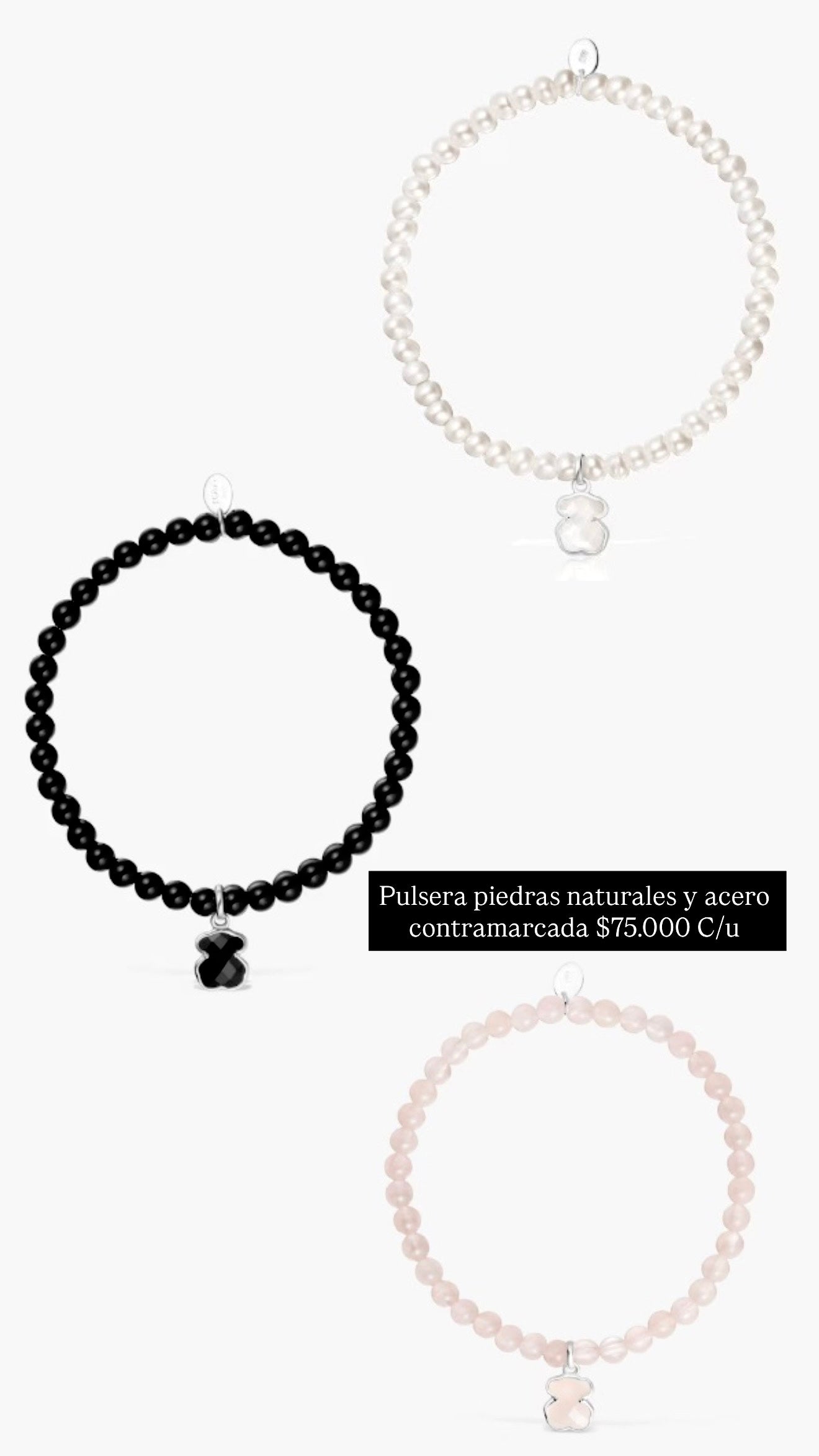 Pulsera piedras naturales y acero contramarcada