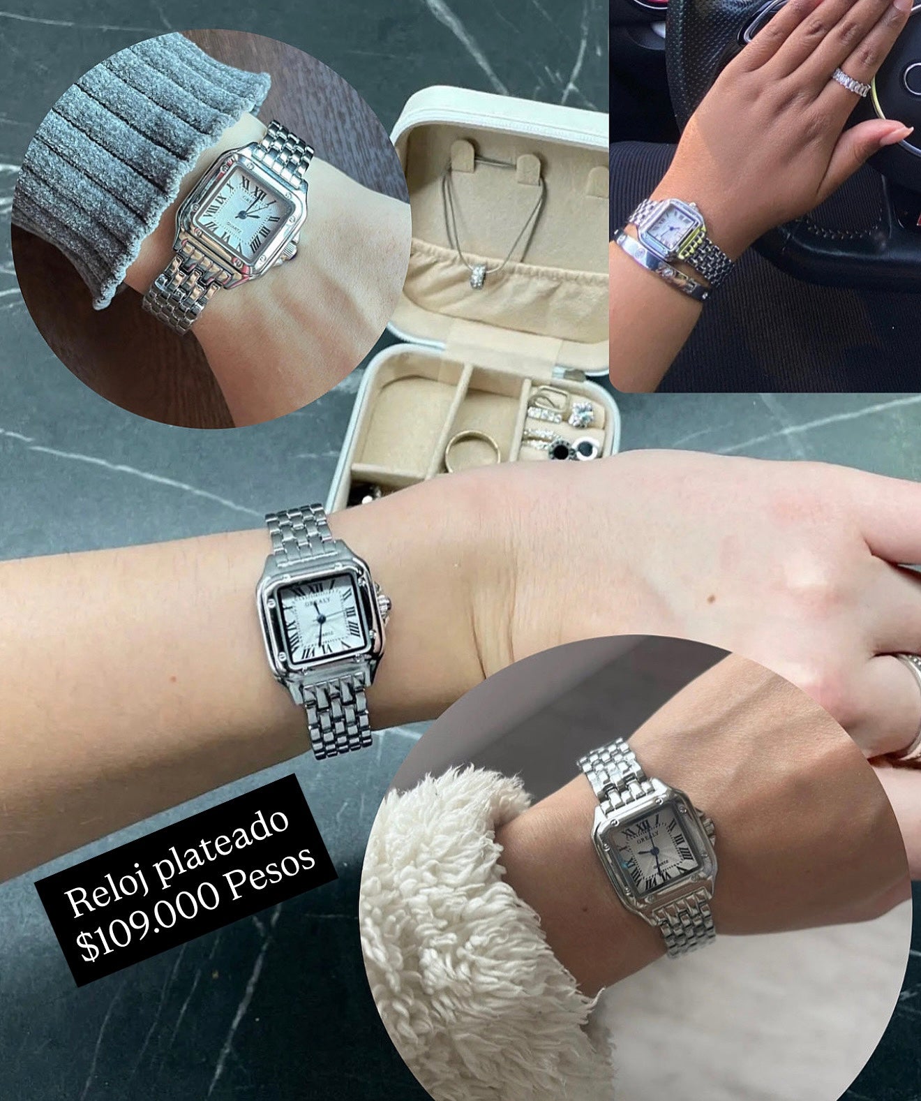 Reloj cuadrado plateado