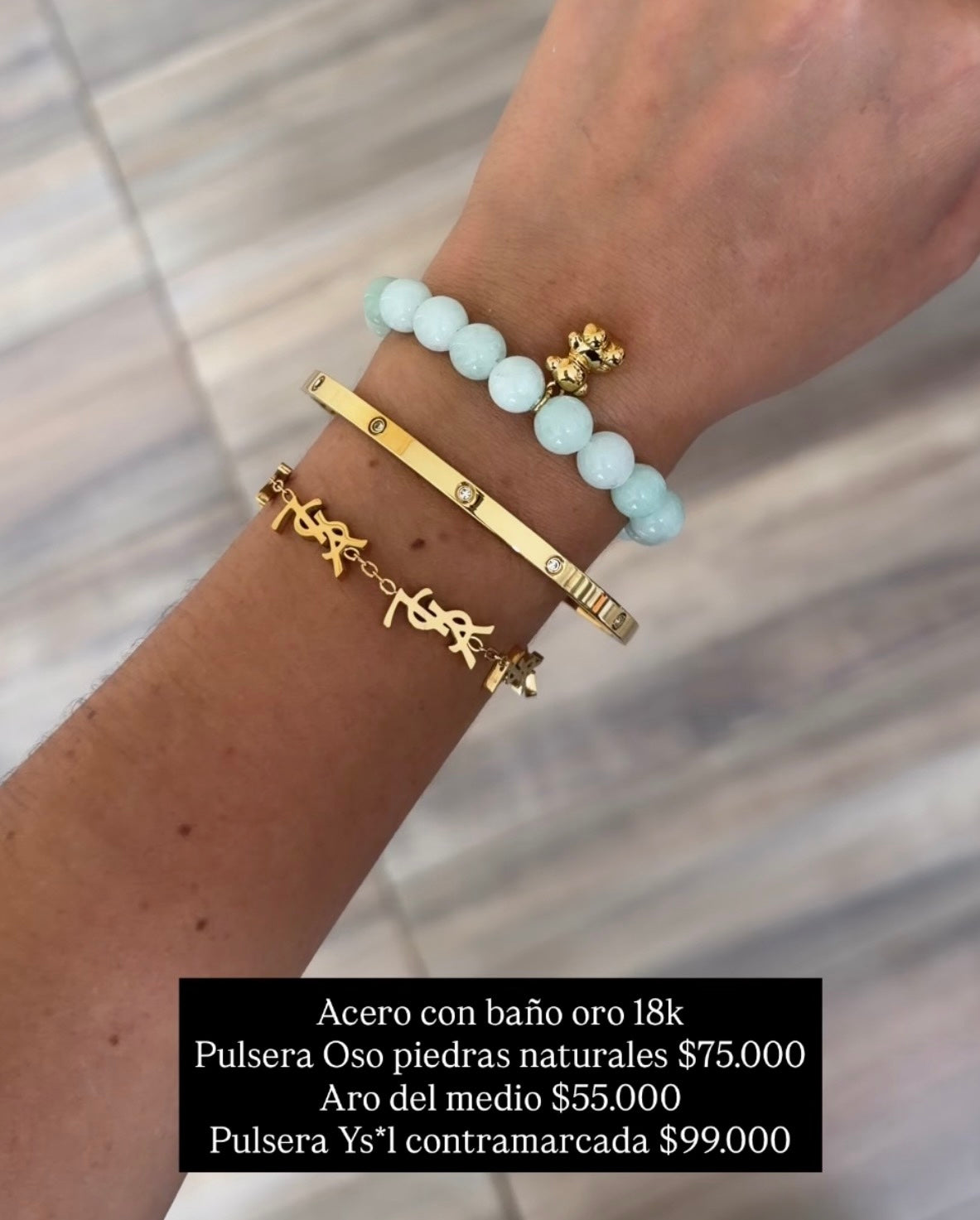 Acero con baño oro 18k