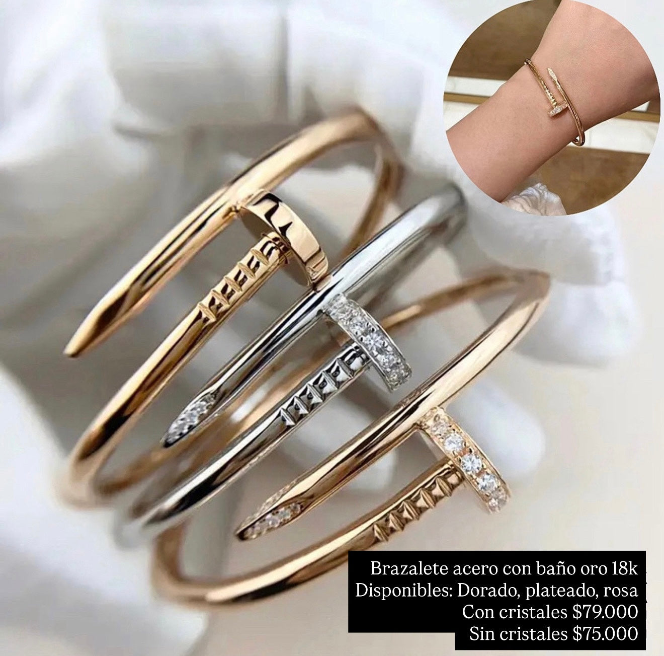 Brazalete clavo sencillo acero inoxidable