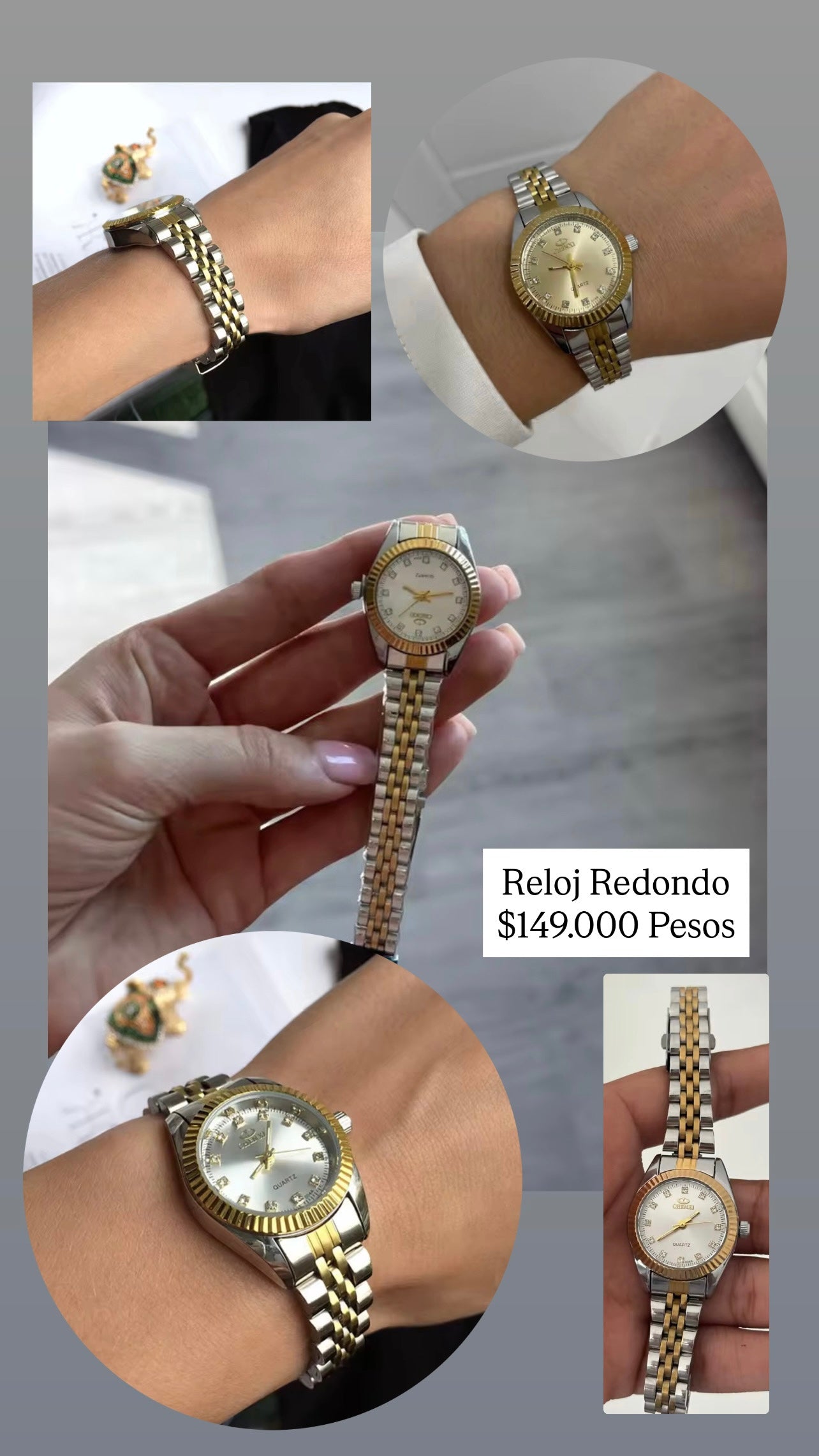 Reloj redondo bicolor