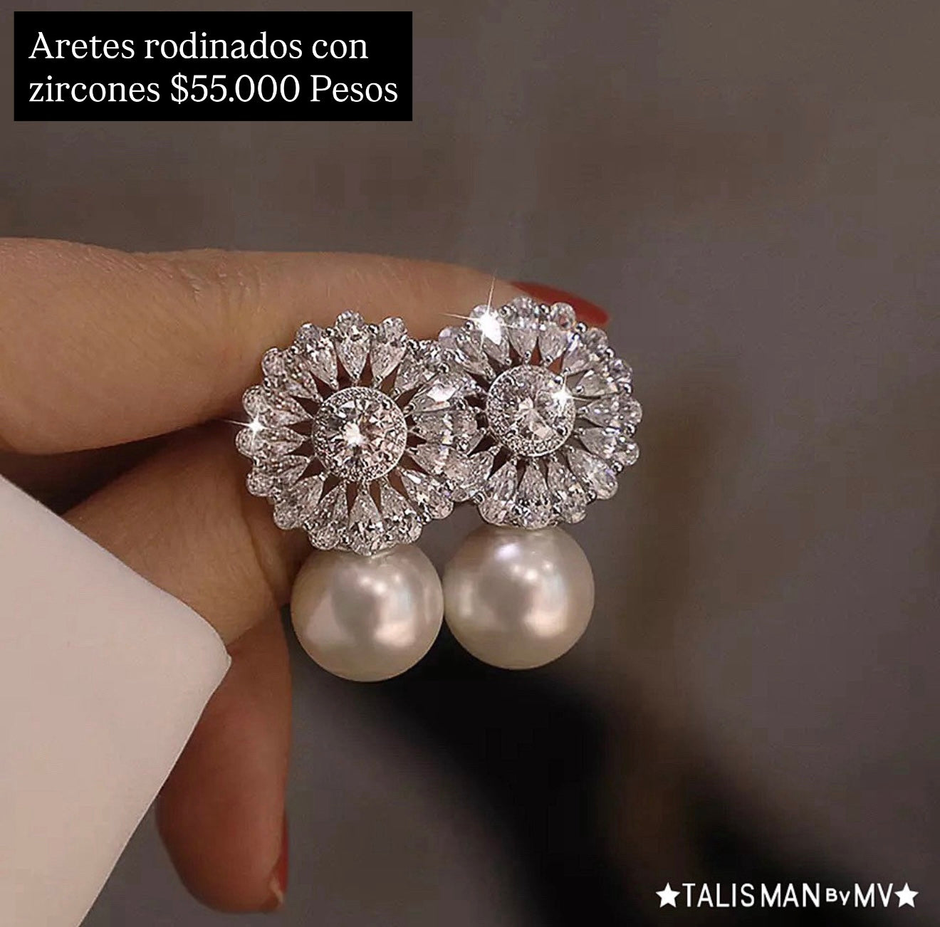 Aretes rodinados con perlas