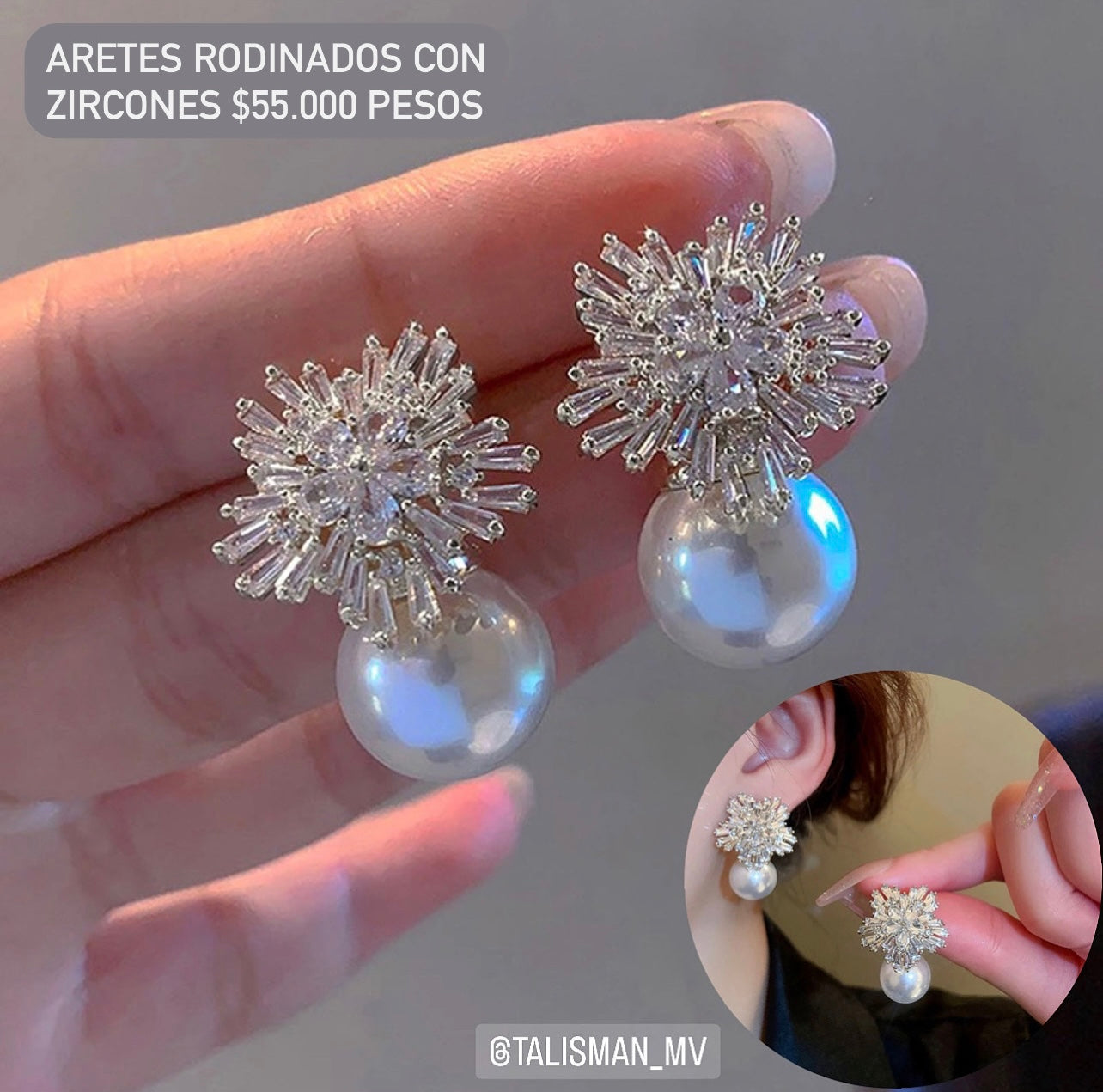 Aretes rodinados con zircones