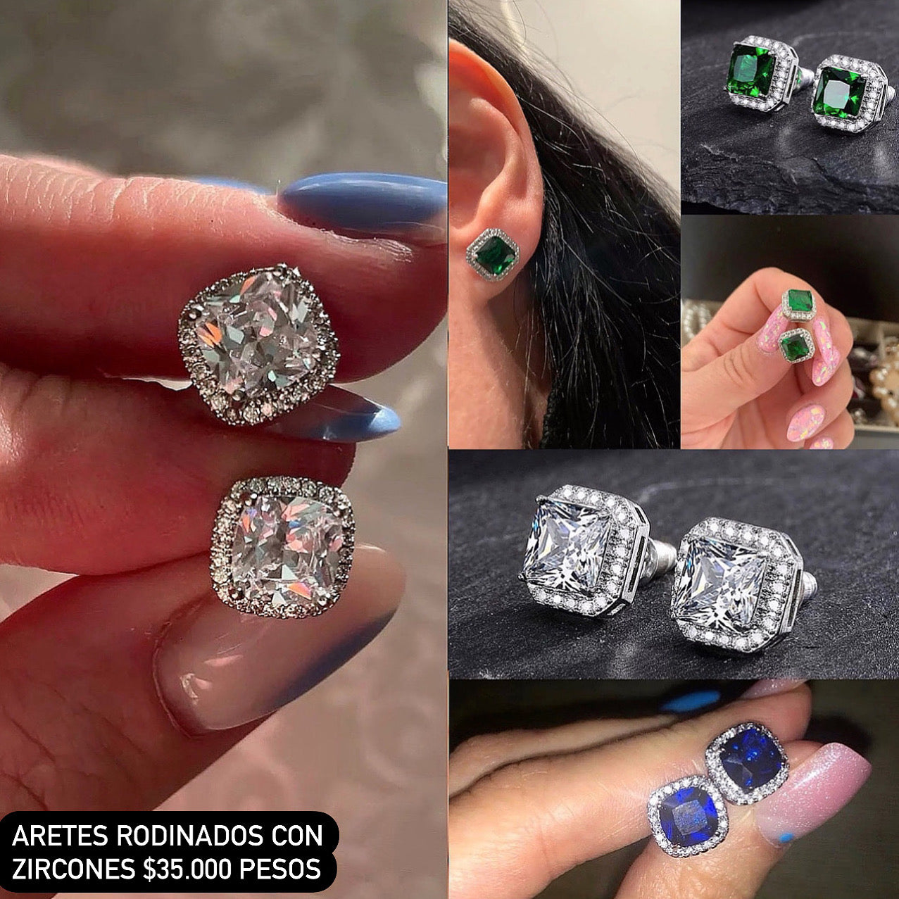 Aretes rodinados con zircones