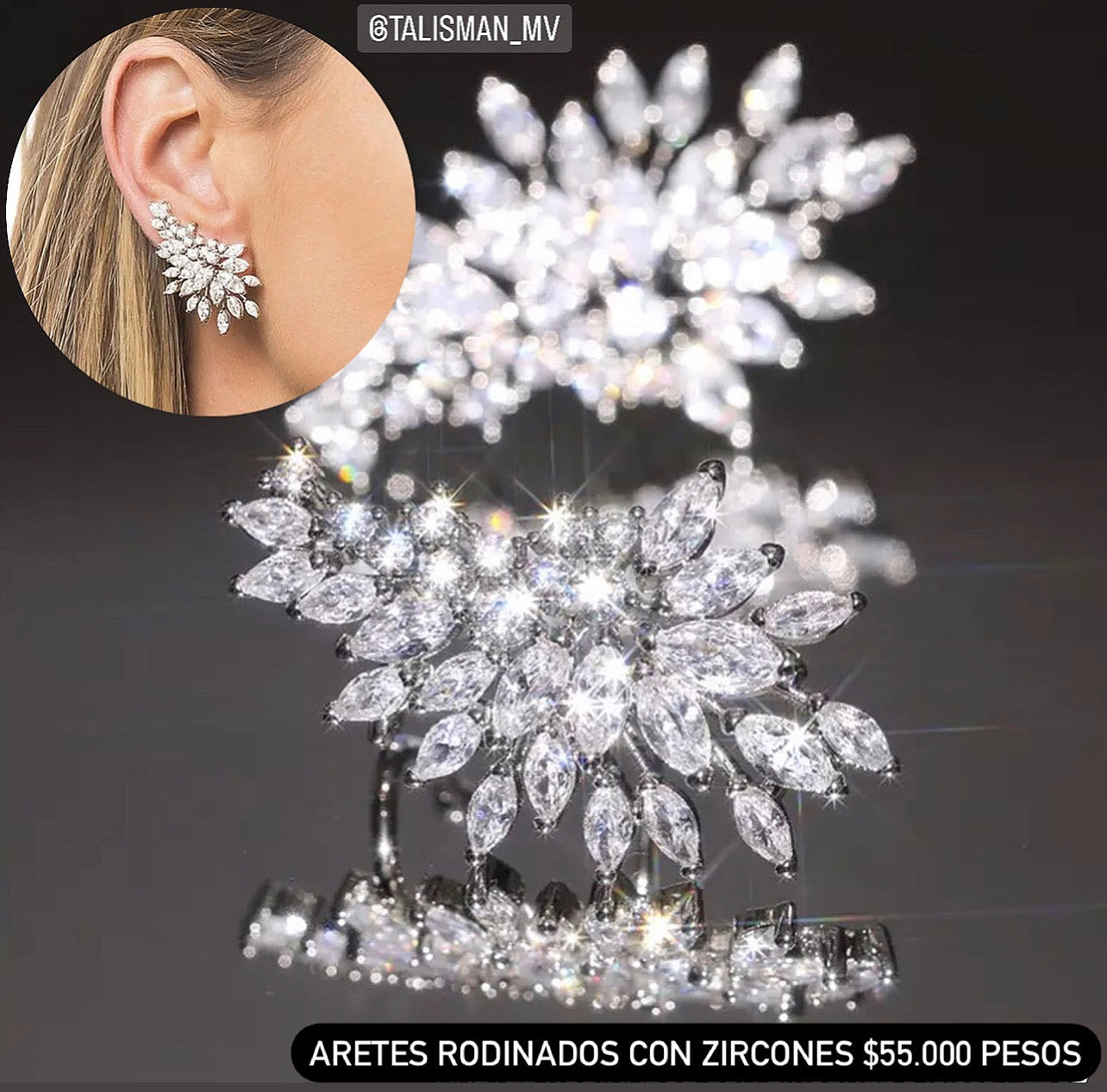 Aretes rodinados con zircones