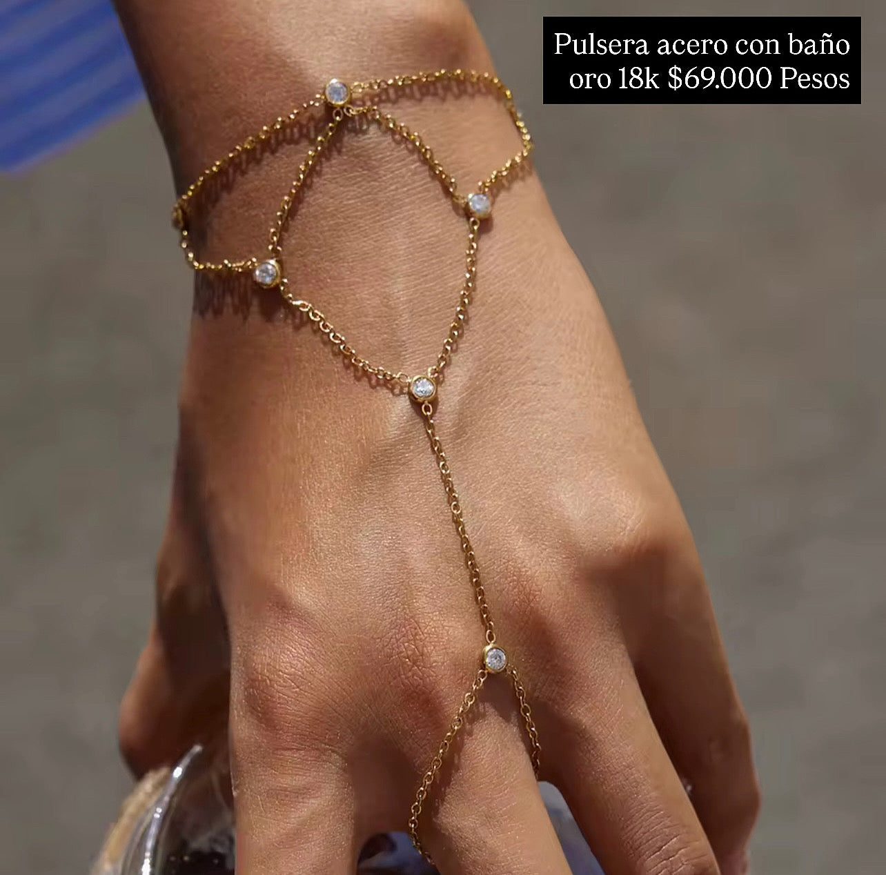 Pulsera acero con baño oro 18k