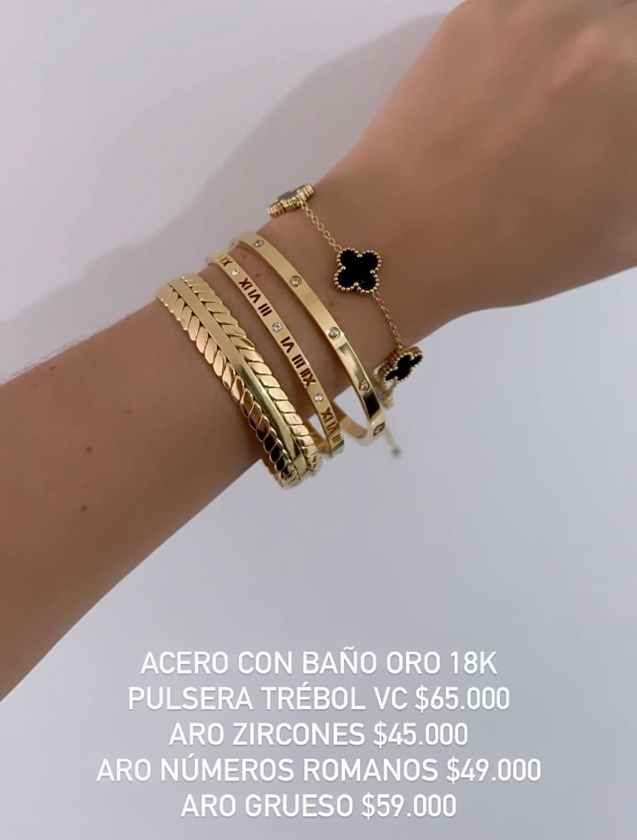 Pulsera acero con baño oro 18k
