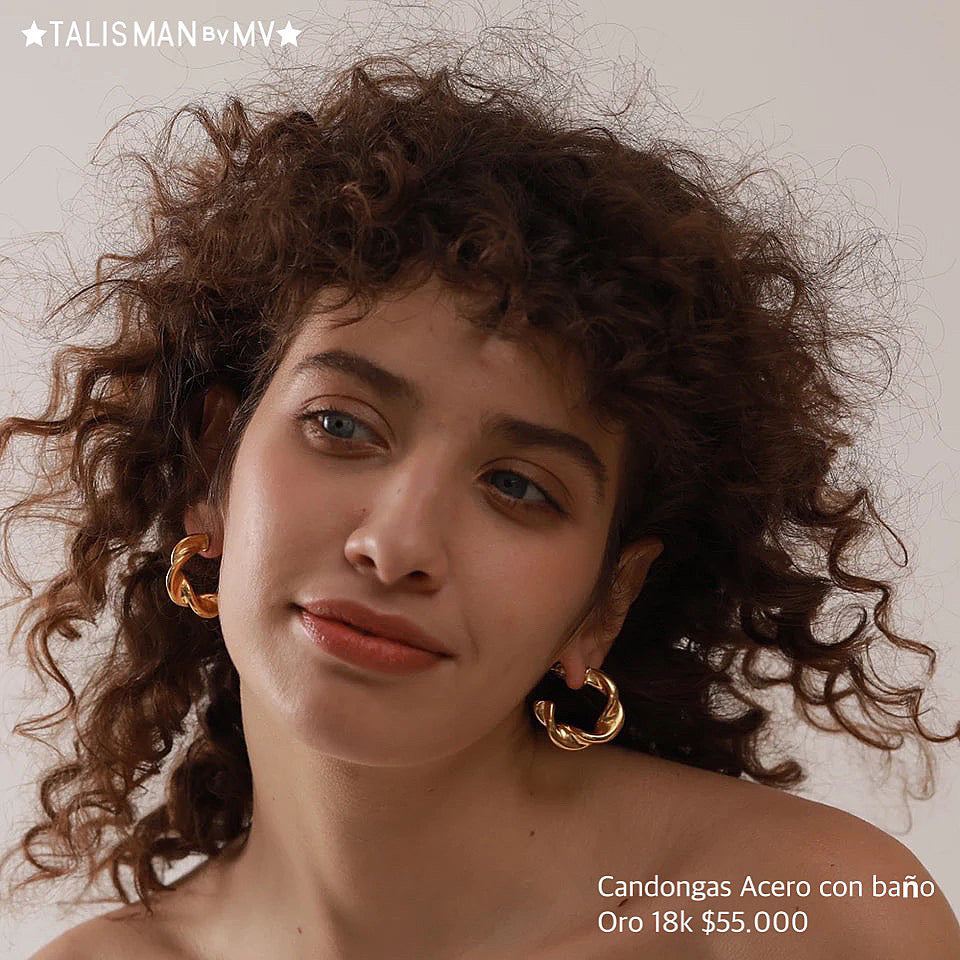 Candongas Acero con baño Oro 18k