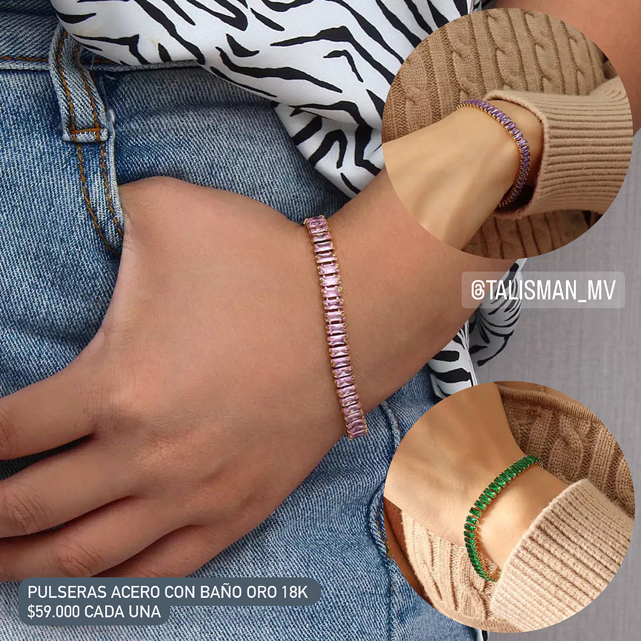 Pulsera Acero con baño Oro 18k