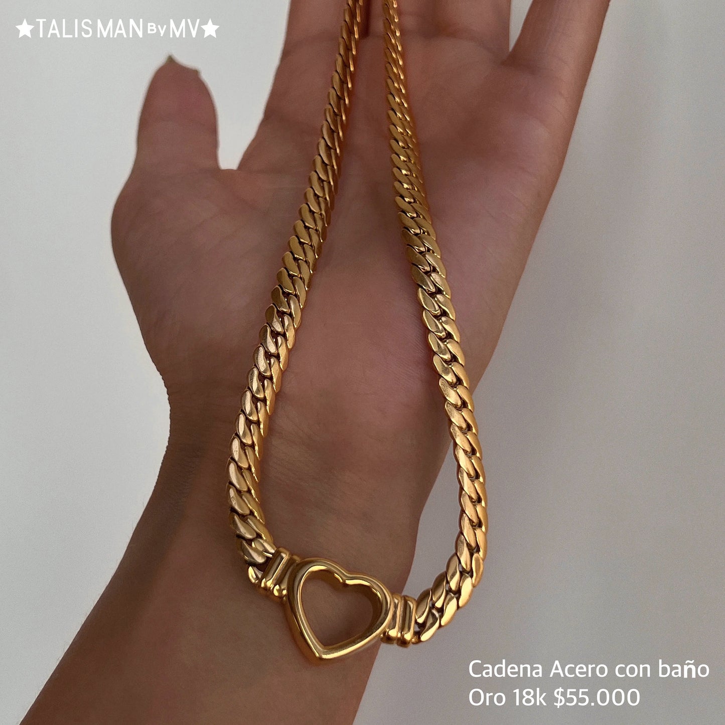 Cadena acero con baño oro 18k