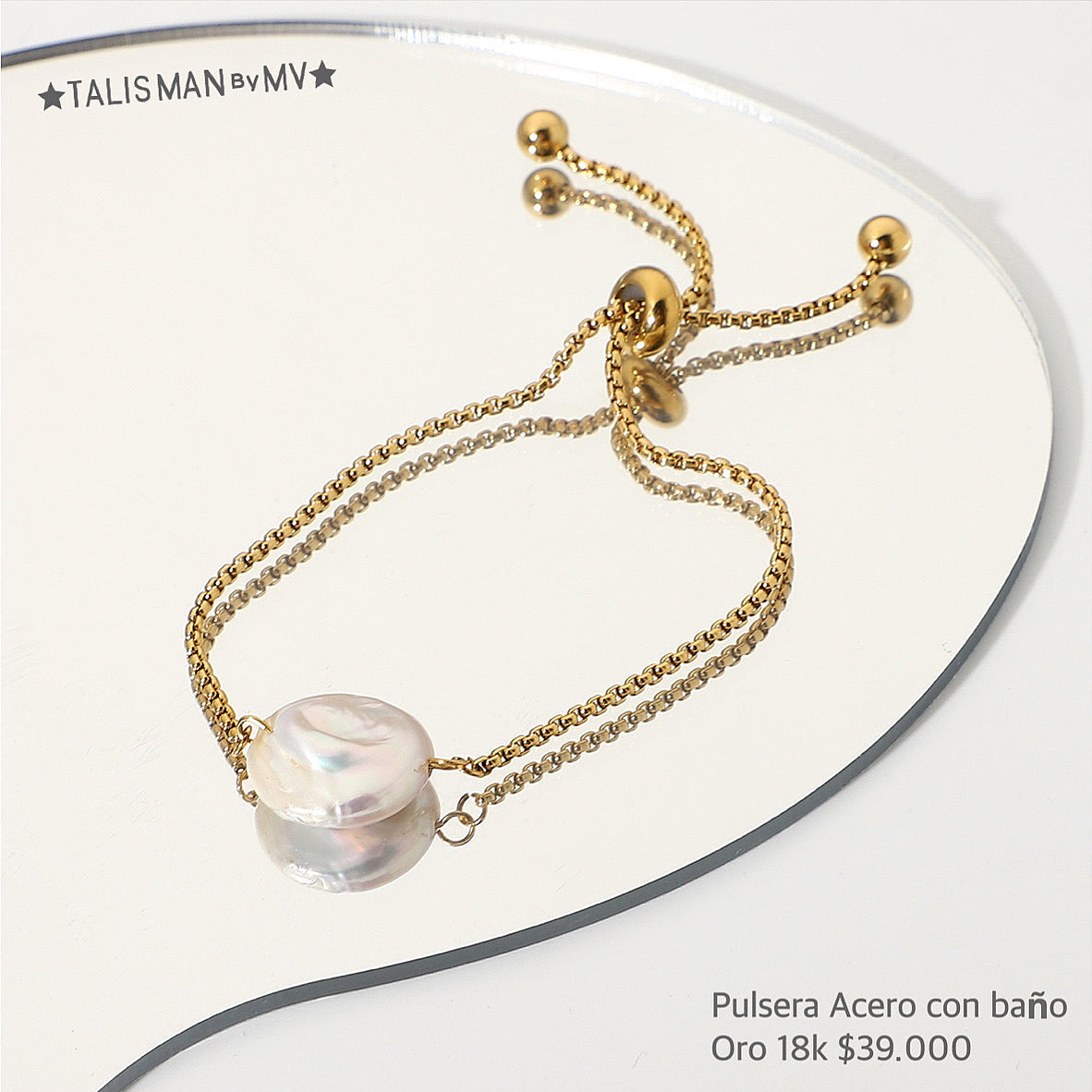 Pulsera acero con baño oro 18k