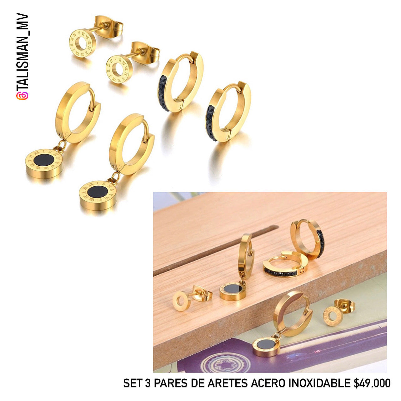 Set 3 Pares Acero inoxidable