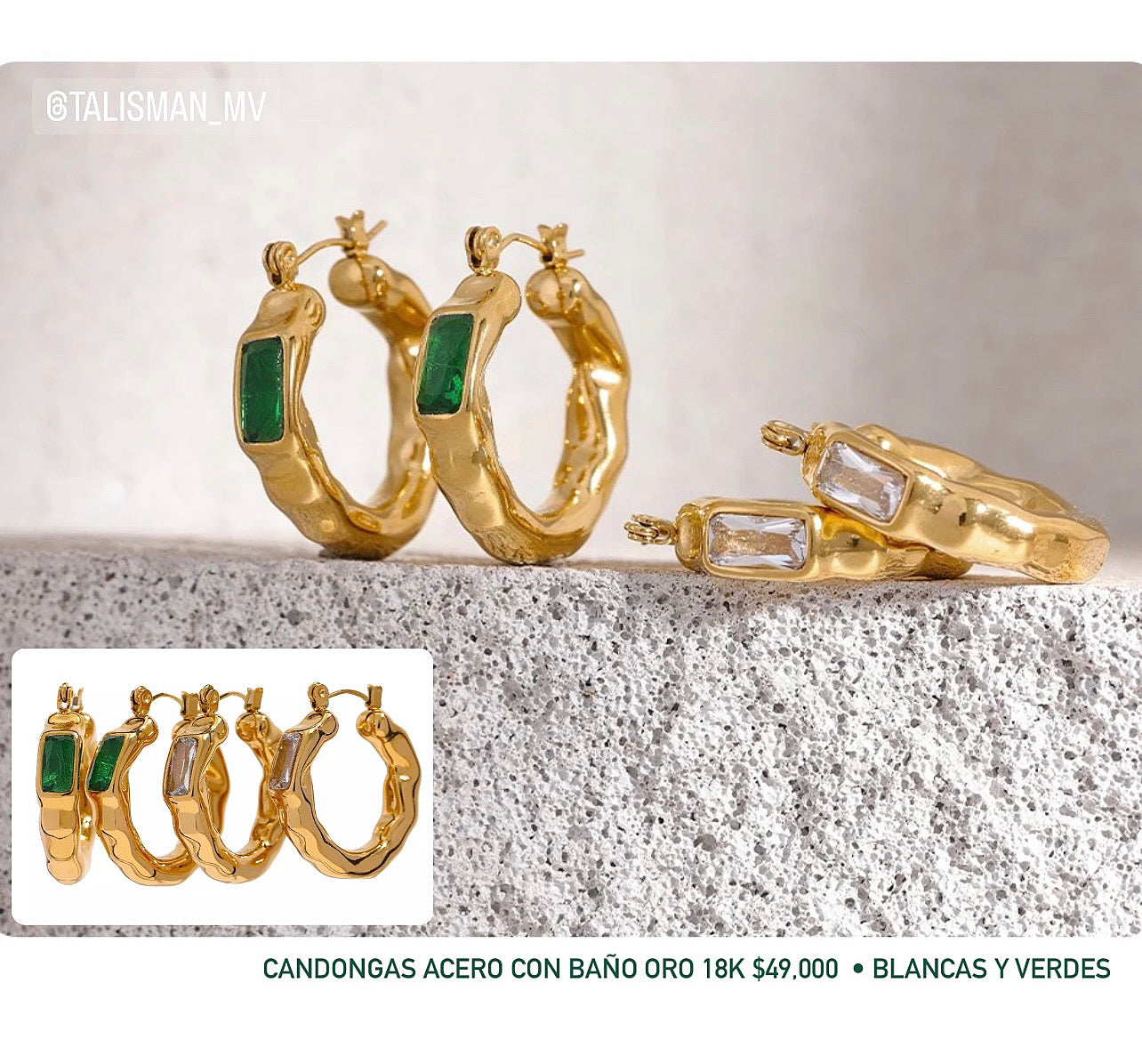 Candongas acero con baño oro 18k