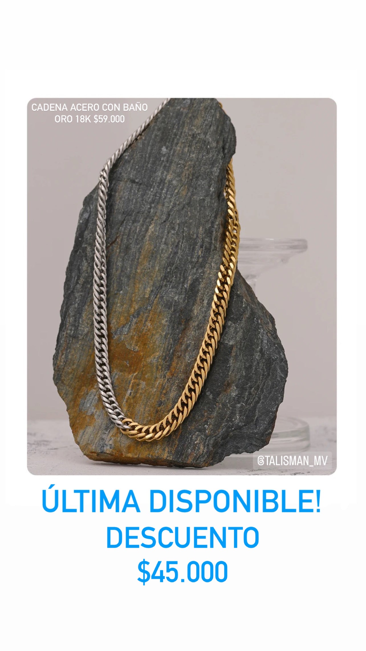 Cadena Acero con baño Oro 18k