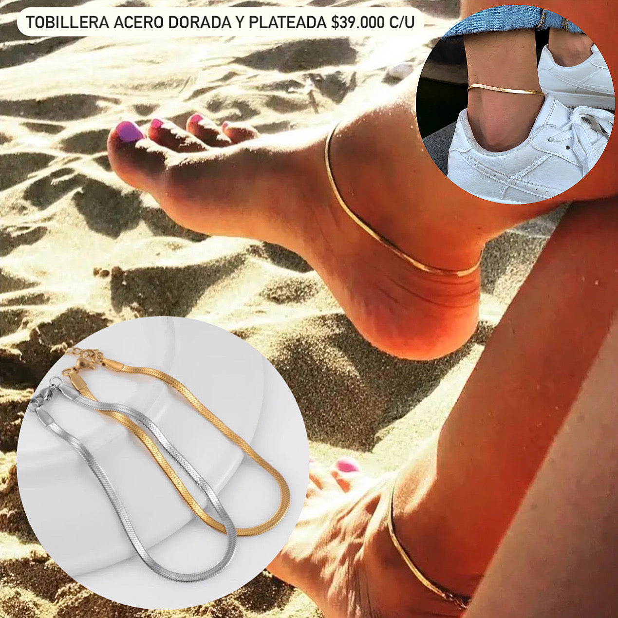 Tobillera Acero inoxidable