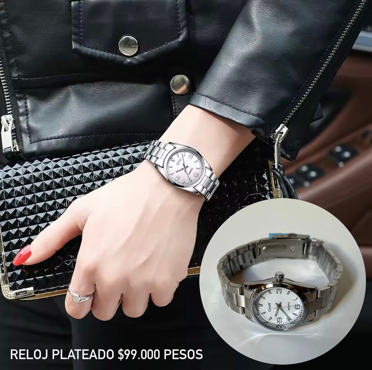 Reloj redondo plateado