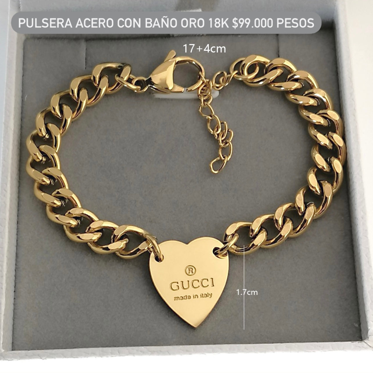 Pulsera acero con baño oro 18k