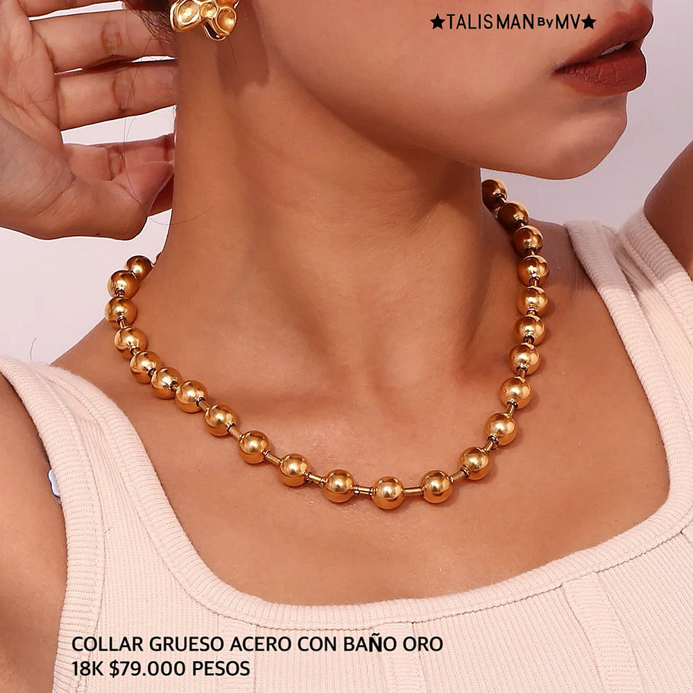 Collar acero con baño oro 18k
