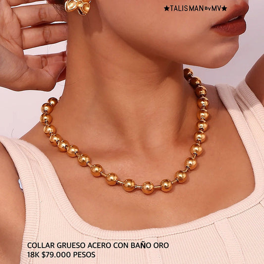 Collar acero con baño oro 18k