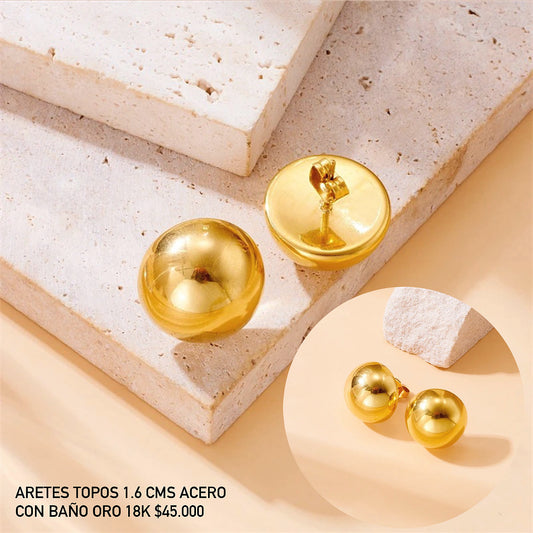 Aretes acero con baño oro 18k
