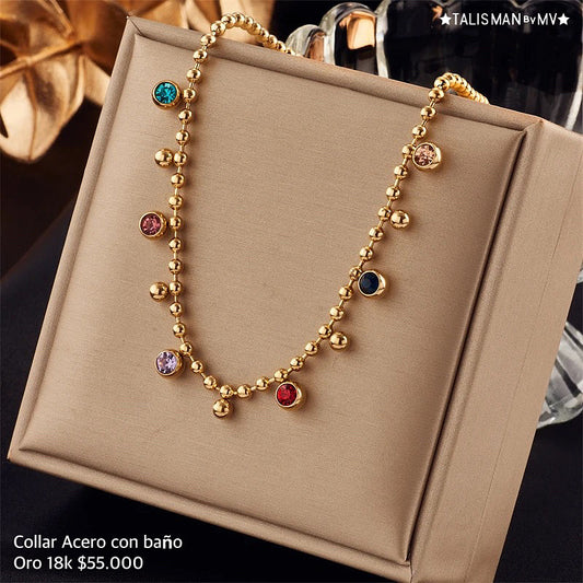 Collar acero con baño oro 18k