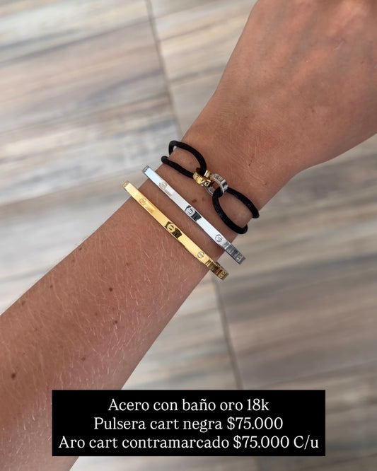 Pulseras acero con baño oro 18k
