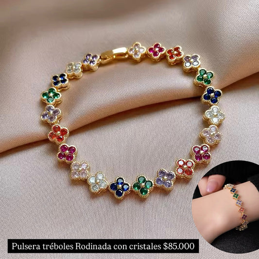 Pulsera rodinada con cristales