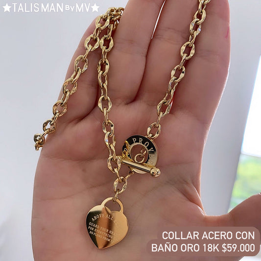 Collar acero con baño oro 18k