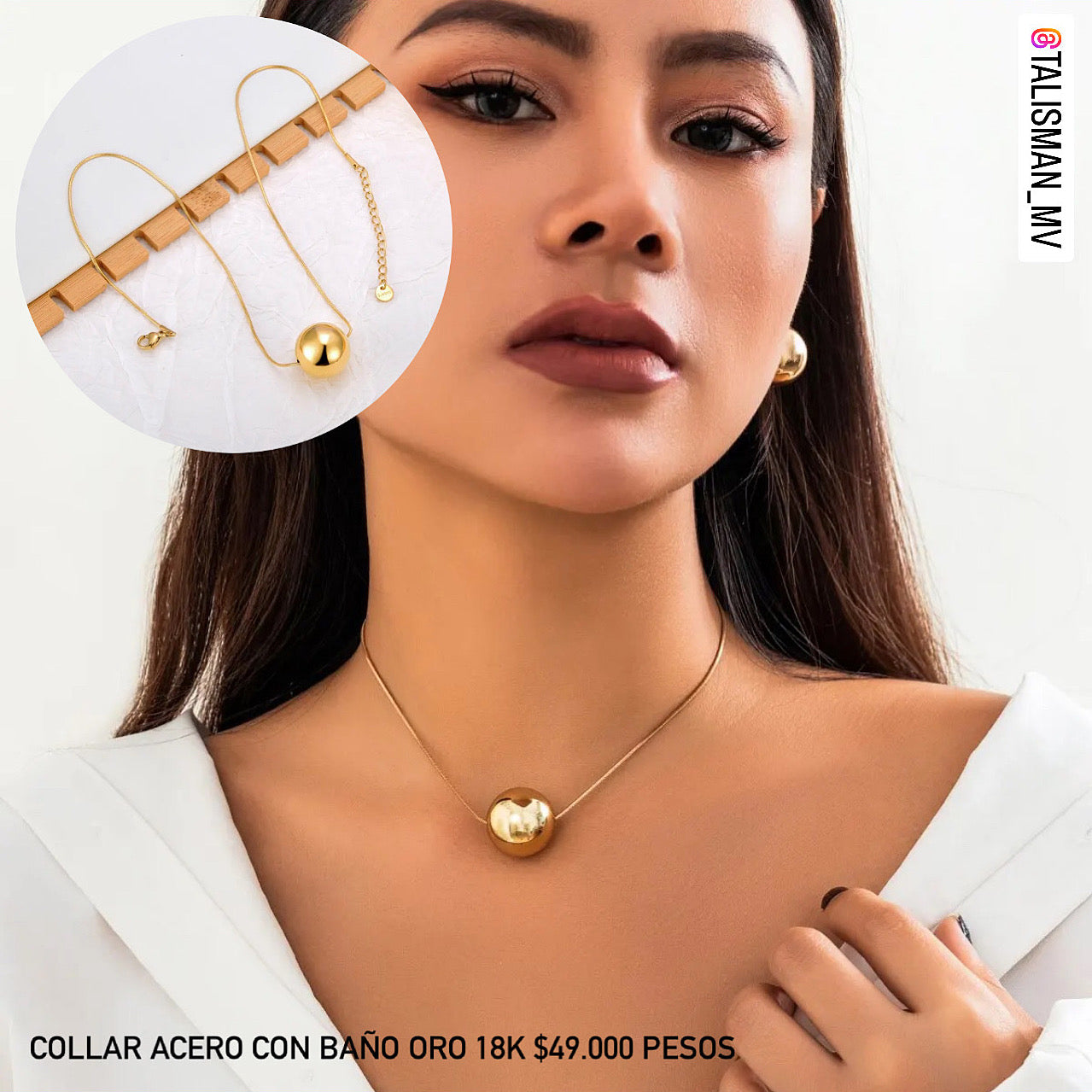 Collar acero con baño oro 18k
