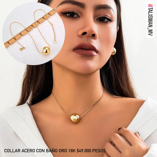 Collar acero con baño oro 18k