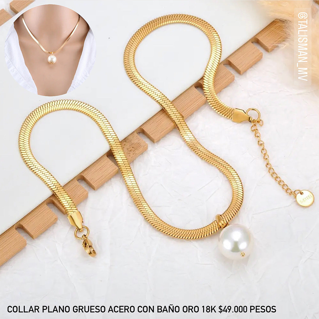 Collar acero con baño oro 18k