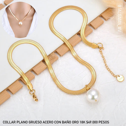 Collar acero con baño oro 18k