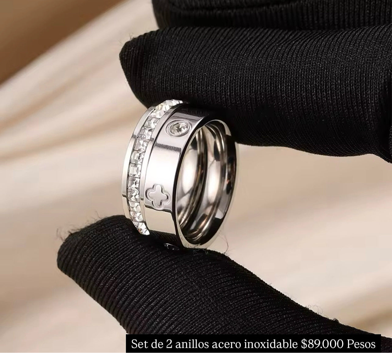 Set de 2 anillos acero inoxidable