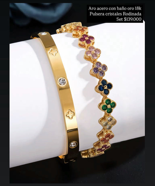 Set de pulseras doradas