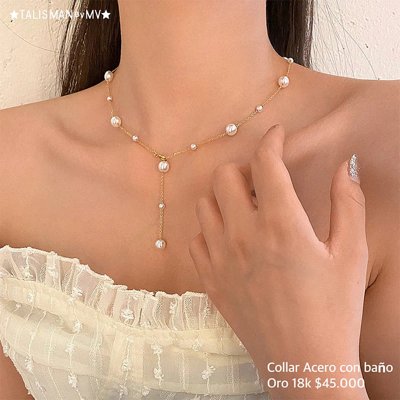 Collar acero con baño oro 18k