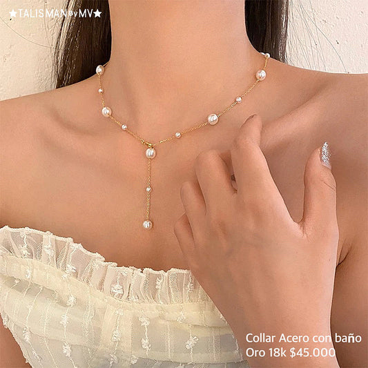 Collar acero con baño oro 18k