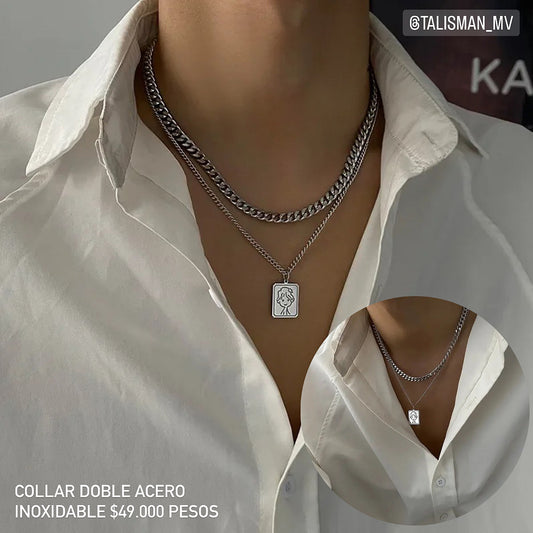Collar doble acero inoxidable
