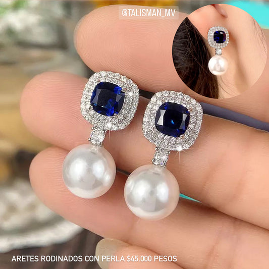 Aretes rodinados con perlas