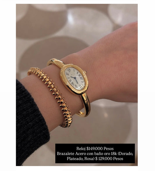 Reloj dorado, pulsera dorada