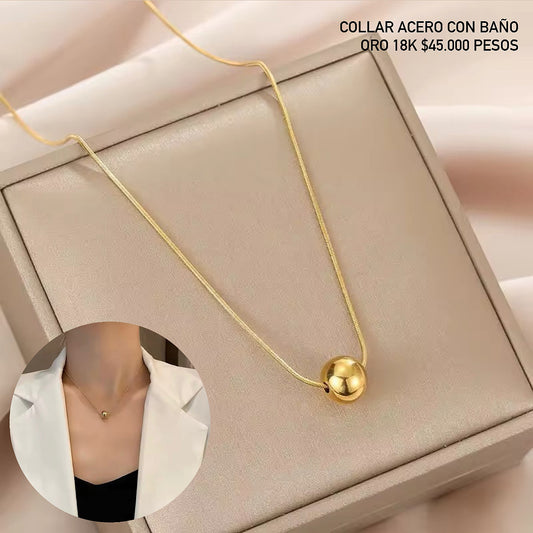 Collar acero con baño oro 18k