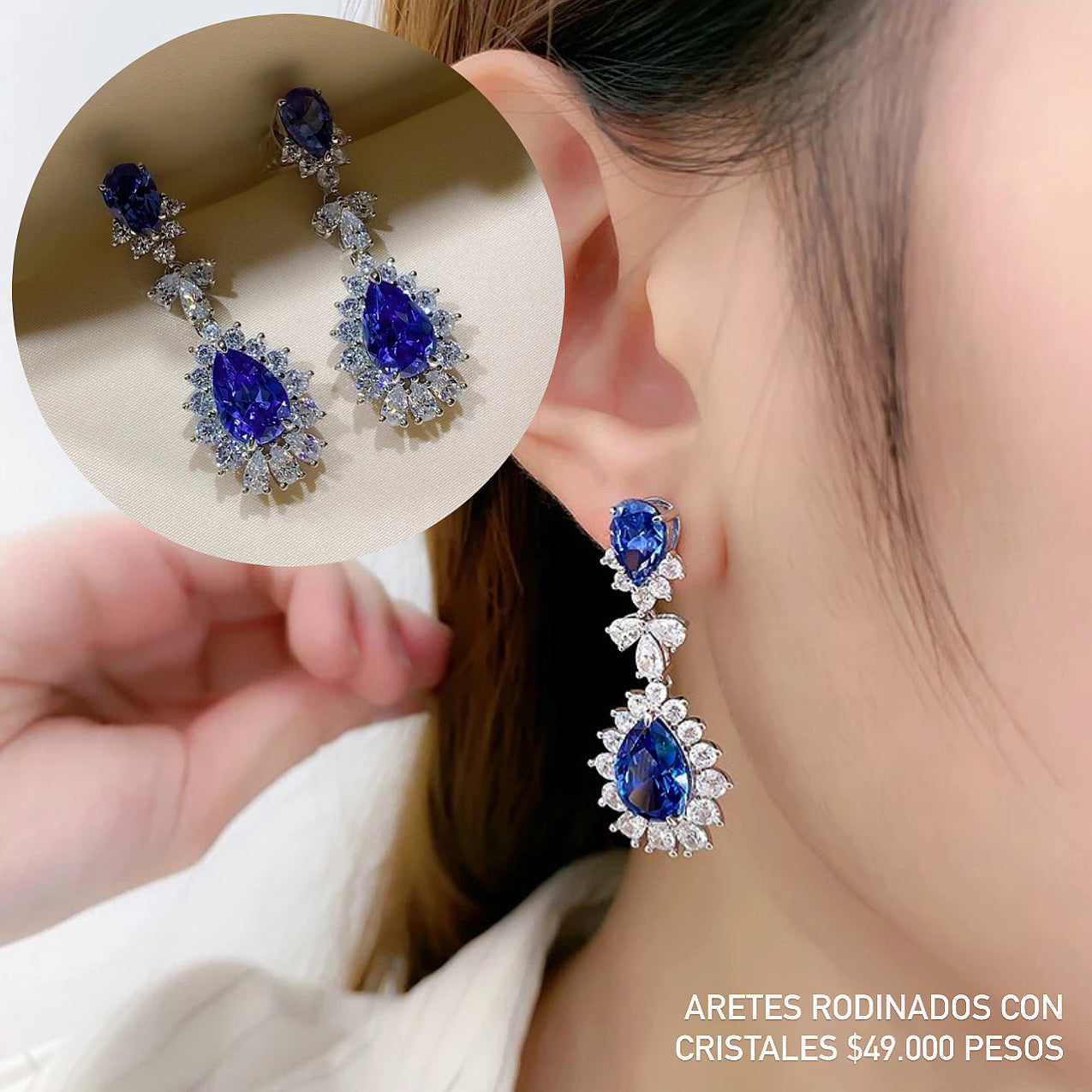 Aretes rodinados con cristales