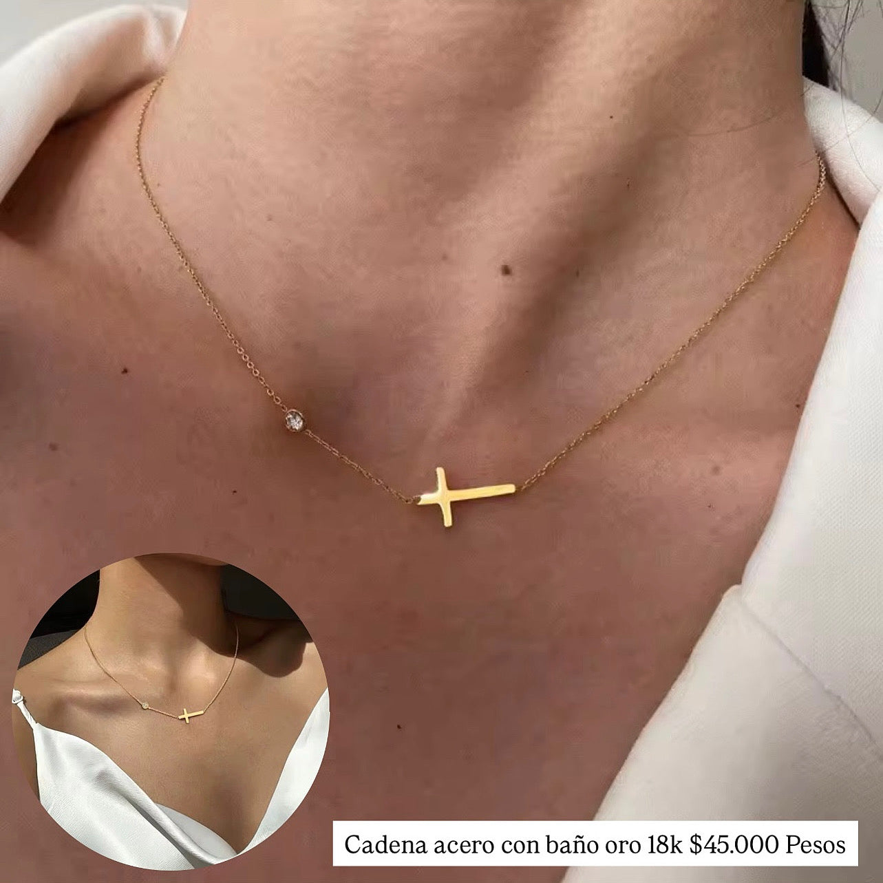 Collar acero con baño oro 18k