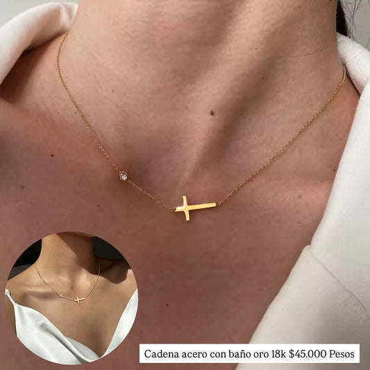 Collar acero con baño oro 18k