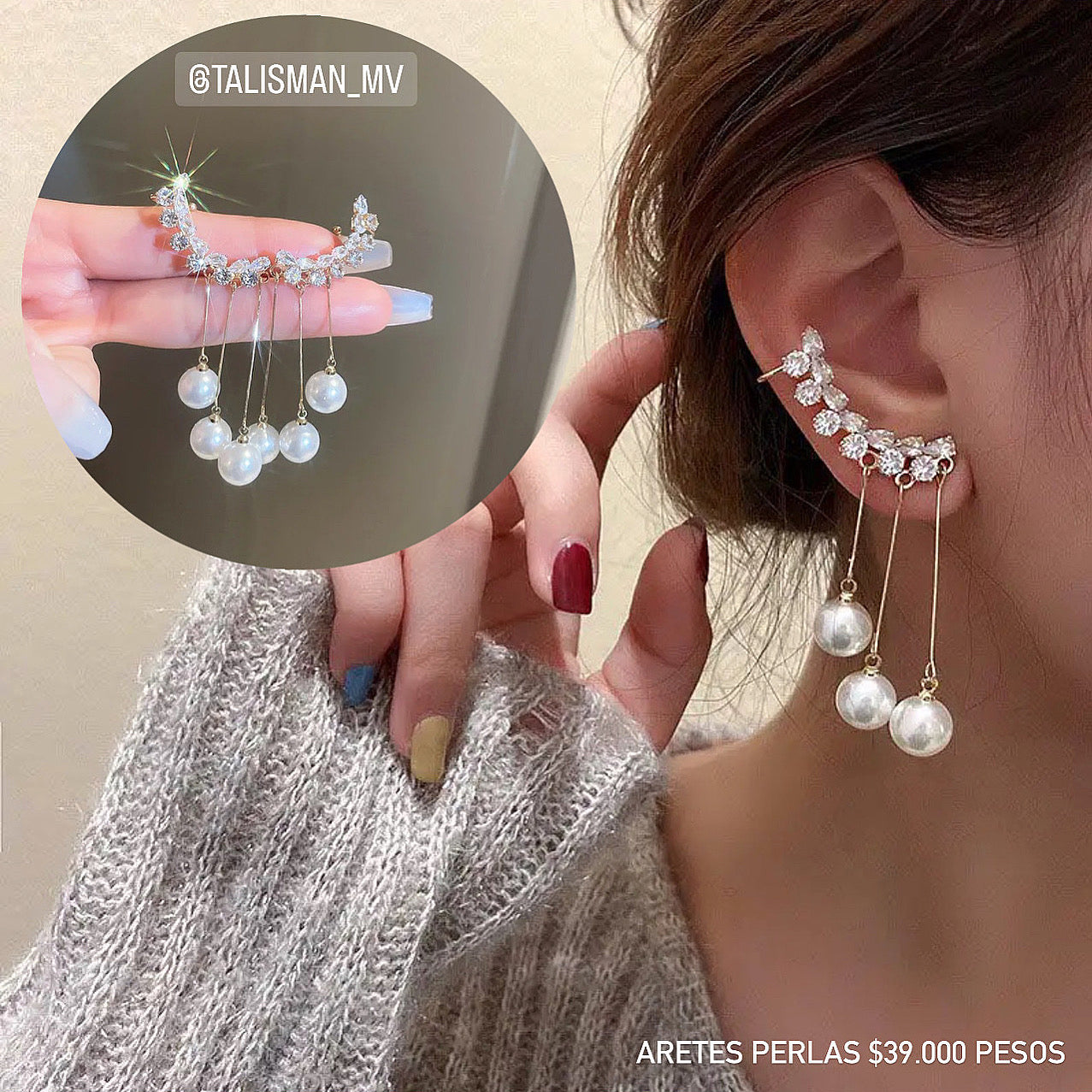Aretes gold perla
