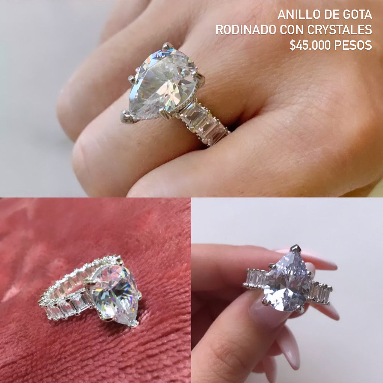 Anillo rodinado con crystales