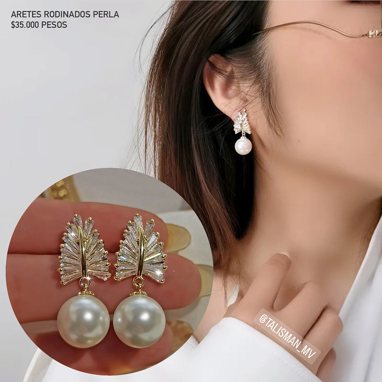 Aretes rodinados perla