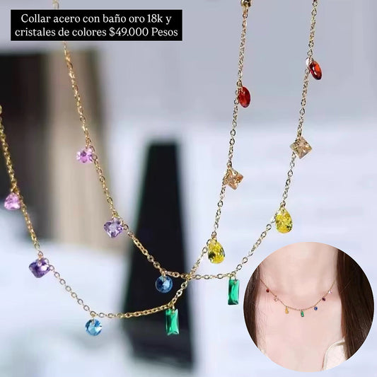 Collar acero con baño oro 18k