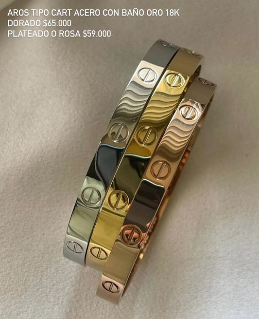 Pulsera acero con baño oro 18k